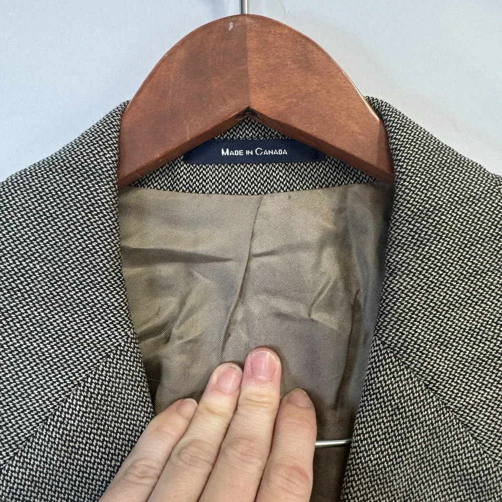 VTG '98 Polo University Ralph Lauren Blazer 42R 100% Wool Tweed Herringbone Gray